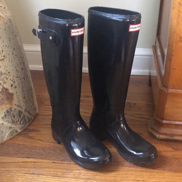 Hunter Glossy black tall boots 8 - Picture 4 of 8